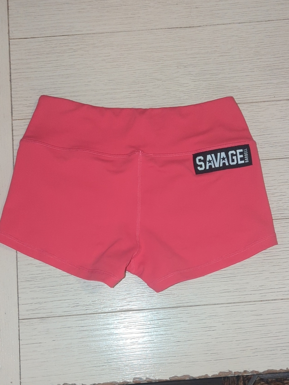 Women's Savage Barbell Coral Pink Spandex Shorts